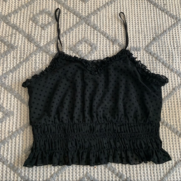 *SOLD* Black polka dot print cropped tank - Picture 4 of 4